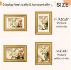 upsimples Vintage 4x6 Picture Frame, Antique Gold Frames Display 3.5x5 - Image 2