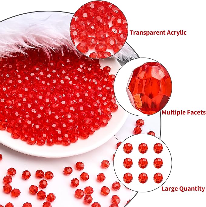 BONNY BOXX 2000pcs 4mm Acrylic Faceted Round Crystal Beads - Image 2