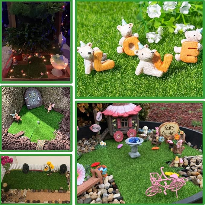 KISEER 6 Pack Fairy Garden Grass 12 x 12 Inches Miniature Artificial Craft Grass - Image 5