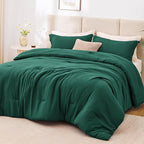 Love's cabin Dark Green Full Comforter Set, 3-Piece Prewashed Bed Set by Lovescabin