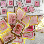 50 PCS Cartoon love stamps Stickers Aesthetic PET Stickers Gold Stamp Decal - Image 8