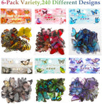 COMNICO 240PCS Butterfly Stickers, PET Waterproof Transparent Colorful Resin - Image 2