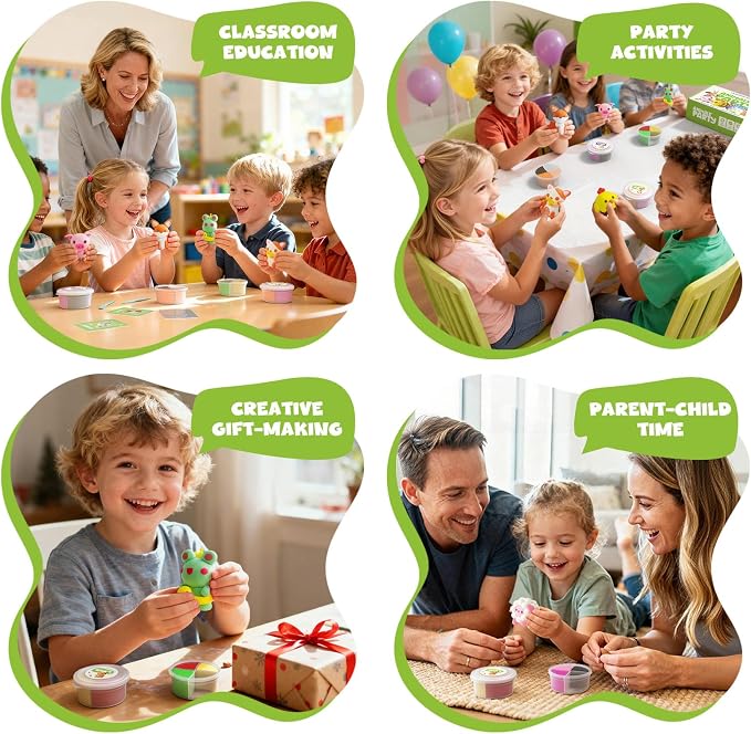 JUPITEARTH Air Dry Clay for Kids, 12 Animals Theme Party Modeling Clay Set | - Image 7