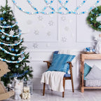 Qunclay 200 Pcs Blue Wooden Beads Winter Snowflake Snowman Wooden Beads - Image 4