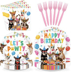 96Pcs Chihuahua Birthday Party Decoration Let's Pawty Plates and Napkins Puppy by Greencian