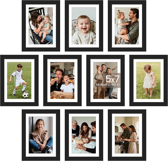upsimples 5x7 Picture Frame, Photo Collage Wall Decor Set of 10, Wall or by upsimples