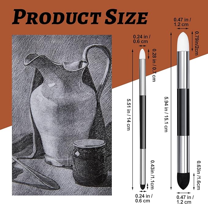 Kosiz 12 Pcs Blending Sponge Pen Double Headed Rub and Buff Washable Sketch - Image 2