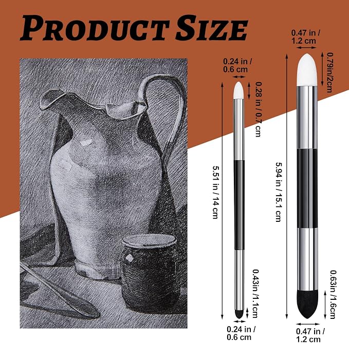 Kosiz 2 Pcs Blending Sponge Pen Double Headed Rub and Buff Washable Sketch - Image 2