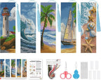 5 Pack Beach Scenery Cross Stitch Bookmark Kit by VIGEGU