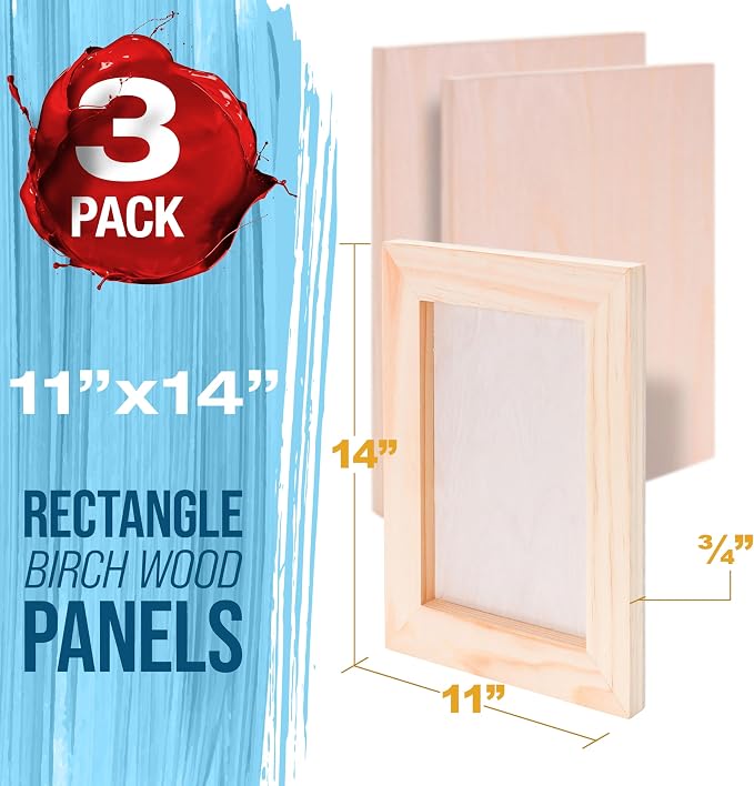 U.S. Art Supply 11" x 14" Unfinished Cradled Wood Panels - Image 2