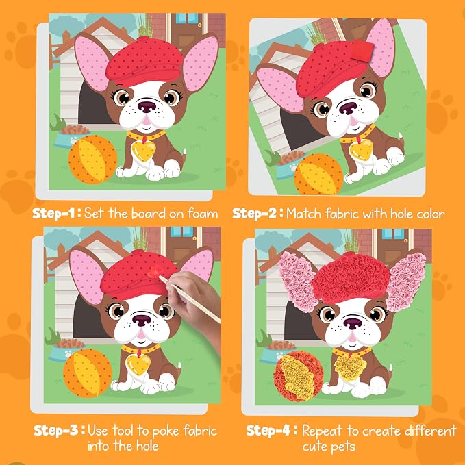 jackinthebox Poke Poke Art – Pets Theme, Mess-Free Fabric Art and Craft - Image 5