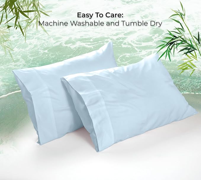 Royale Linens Cooling Pillow Cases King Size Set of 2-100% Rayon Derived from - Image 9