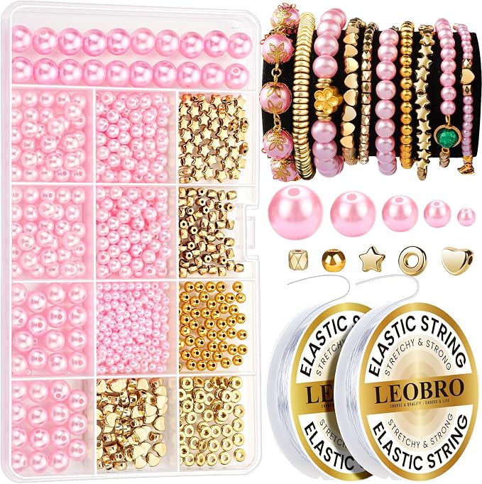 LEOBRO Pearl Beads for Bracelets, Friendship Bracelet Kit, Crafts & DIY Jewelry by LEOBRO