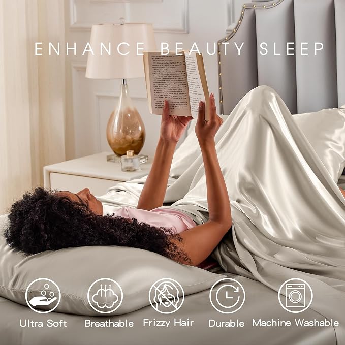 FreshCulture Satin Sheets Queen Size Bed Set- 4 Piece Luxury Soft Silky Queen - Image 7