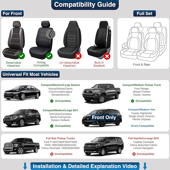 OASIS AUTO Car Seat Covers Premium Waterproof Faux Leather Cushion Universal Accessories Fit SUV Truck Sedan Automotive Vehicle Auto Interior Protector Full Set (OS-001 Brown)