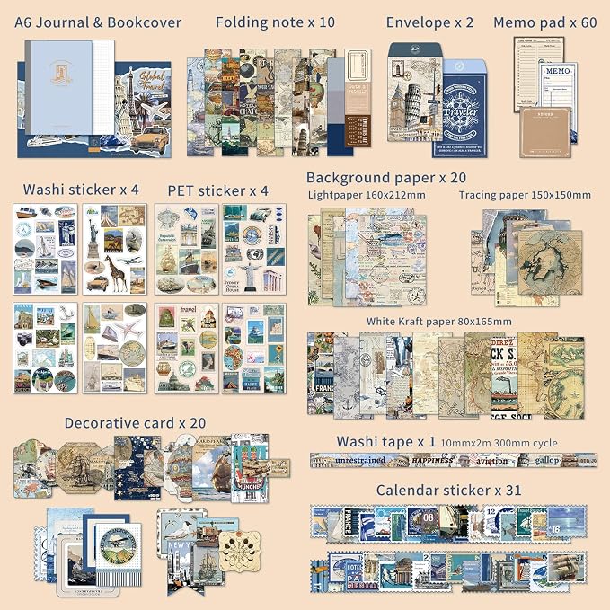 emmoolife Scrapbooking Supplies Kit, Daily Life World Travel Scrapbook Kit - Image 2
