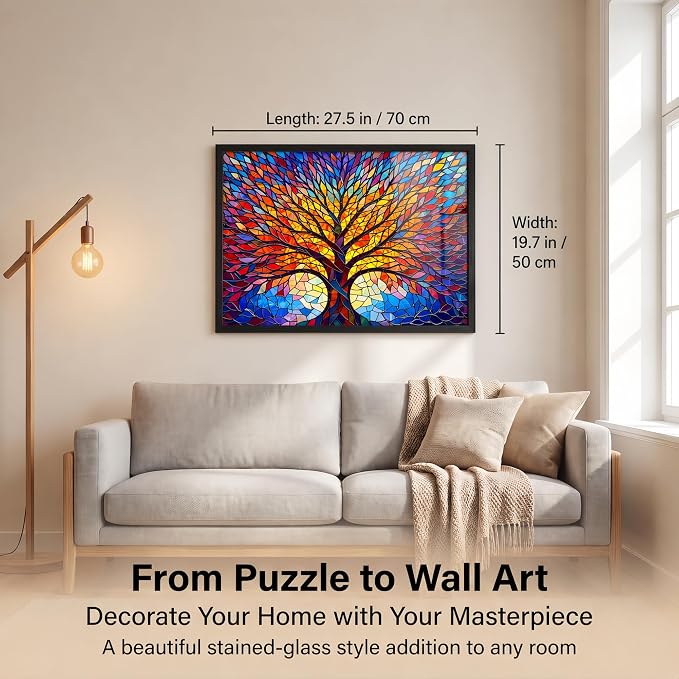 1000 Pieces Stained Glass Jigsaw Puzzle, Beautiful Tree of Life Art Puzzles - Image 7