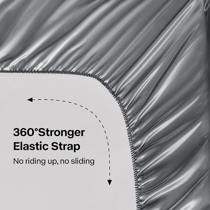 BEDELITE Satin Fitted Sheet and Pillowcases Set, Luxury Soft Similar to Silk - Image 4