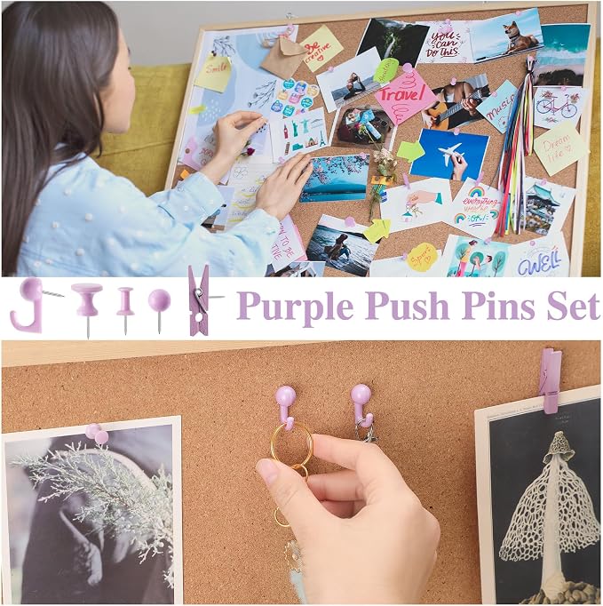 BESARME 200 Pcs Push Pins for Bulletin Board, Thumb Tacks for Cork Board | - Image 6
