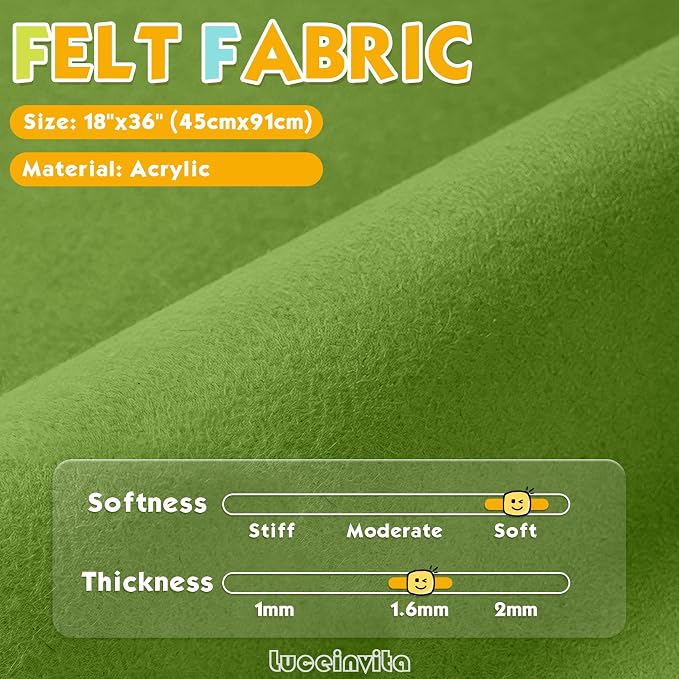 Moss 18" X 36" Felt Fabric Sheet - Image 2