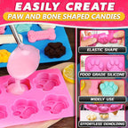 2 Pcs Dog Treat Molds Silicone, Bone & Paw Shapes, Non-Stick | Dog Molds - Image 4