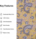 E-Tailor® Hand-Block Printed Pre-Cut Cotton Fabric Ideal - Image 3