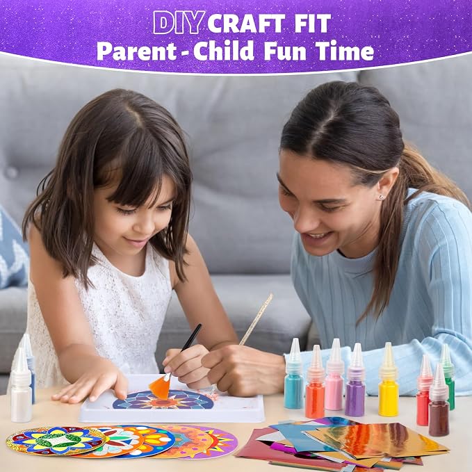 Foil Fun & Sand Art Kit for Kids, 2 in 1 Mandala Foil Arts and Sand Painting - Image 6
