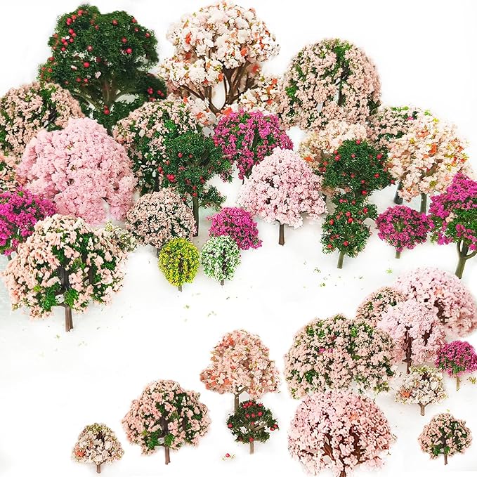 29pcs Mixed Model Trees, 1.5-4.8 inch, OrgMemory Fruit Trees, Ho Scale Trees by OrgMemory
