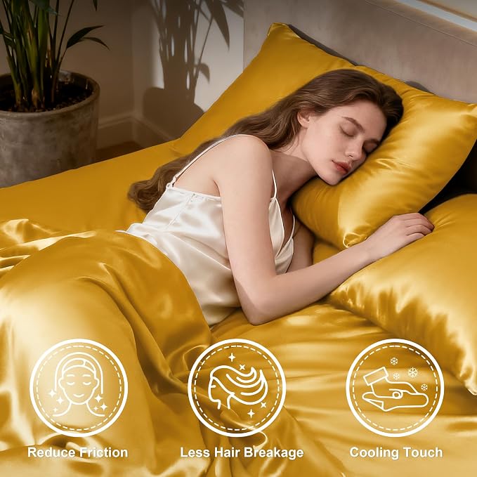 Love's cabin 4Piece California King Satin Bed Linen Set, Deep Pocket, Luxury - Image 3