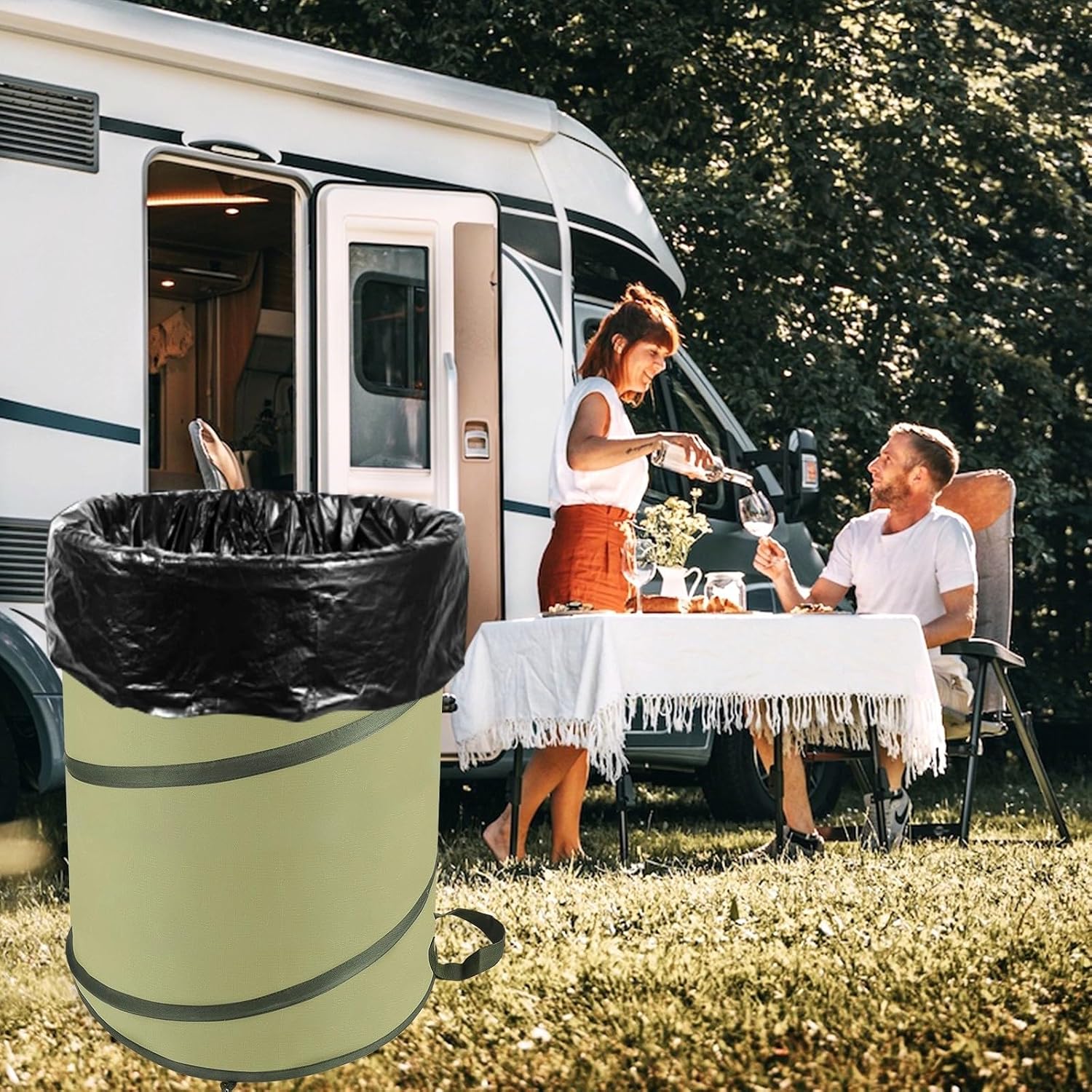 YUDI & GARDEN 45 Gallon Collapsible Garden Bag｜Collapsible Trash Can｜Camping Trash Can, Use for Gardening Cleanup or Party Waste and Outdoor Activities