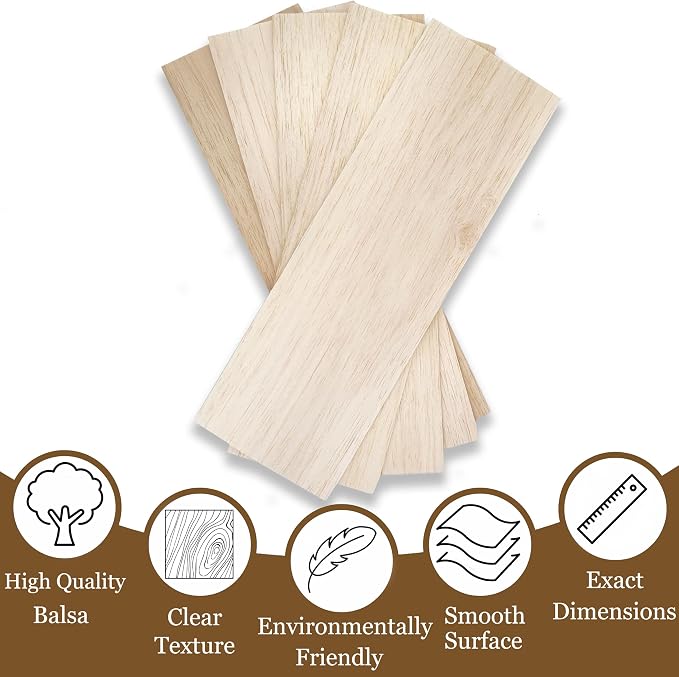 Balsa Wood Sheet 1/8" Inch Thick 12" x 4" Wooden Board - Image 3