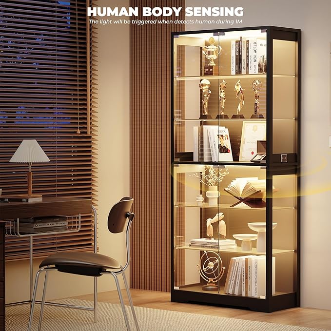 BROTTAR Display Cabinet with Glass Door, 6-Tier 71" Curio Cabinet with 3 Color - Image 5