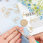Beebeecraft 10 Sets 18K Gold Plated Toggle Jewelry Clasps Connectors Round Ring - Image 3