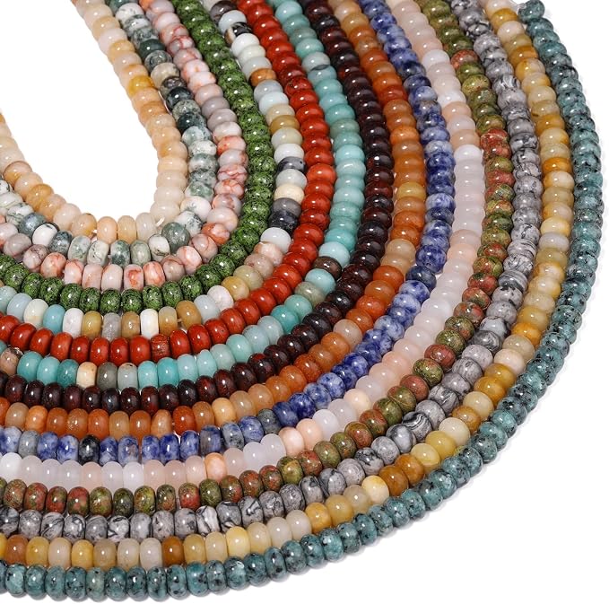 Songxi 5x8mm Natural Deep Red Stone Rondelle Beads, Gemstone - Image 9