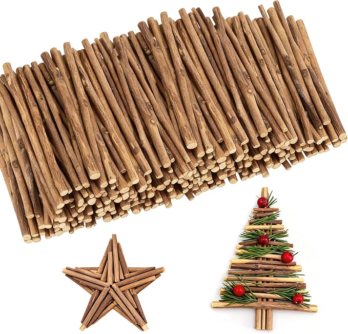 TKOnline 400Pcs Craft Sticks, 10cm 0.1-0.2 Inch in Diameter Wood Log Sticks by TKOnline