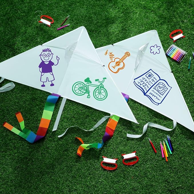 Libima 50 Pcs DIY Blank Kites for Kids Bulk Large Kite Making Kit Easy to Fly - Image 3