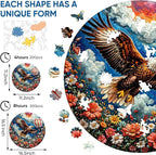 Reouinty Wooden Puzzle for Adults 500 Pieces, Flower Eagle Puzzle, Beautiful - Image 2