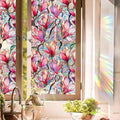 Stained Glass Window Film UV Resistant Window Privacy Film Pink Floral Privacy by Aomkmi