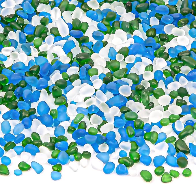 QEQEKAKA Sea Glass Stones for Crafts About 1LB Glass Pebbles Gemstones Bulk for by QEQEKAKA