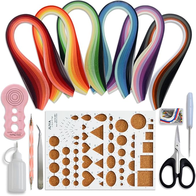 JUYA Paper Quilling Kits with 30 Colors 600 Strips and 8 Tools by JUYACrafts