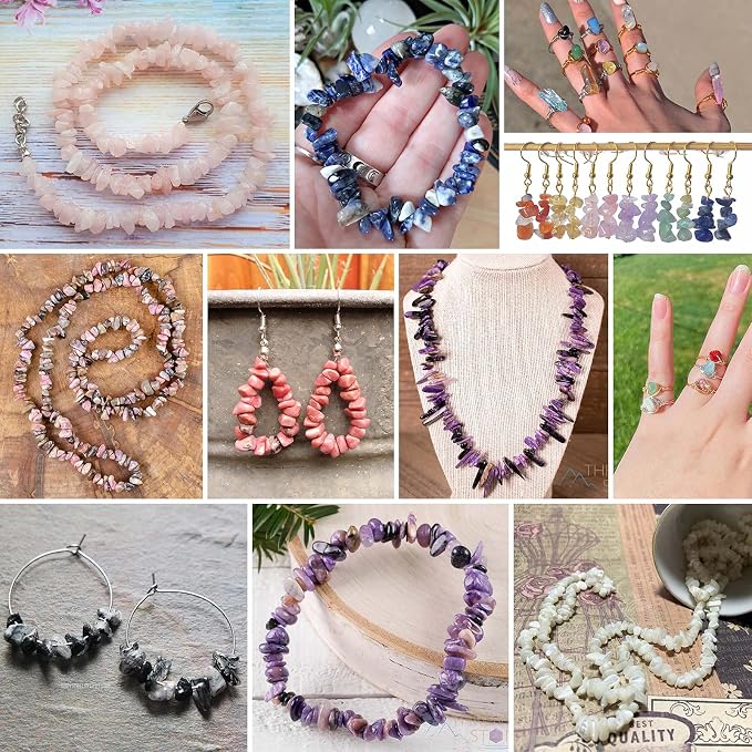456 PCs Natural Chip Stone Beads, 5-8mm Irregular Multicolor Gemstones Loose - Image 6