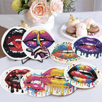 8 Pack Diamond Art Coasters, Sexy lips Diamond Painting Coasters Kits | Lips - Image 5