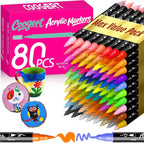 Coogert 80 Acrylic Paint Markers Set: Ultra-Opaque, Fine & Brush Dual Tip Paint by CoogertPaintPens