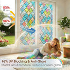 Coavas Window Privacy Film Stained Glass Window Clings 3D Rainbow Film - Image 4