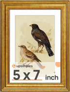 upsimples Vintage 5x7 Picture Frame, Antique Gold Frame Displays 4x6 by upsimples