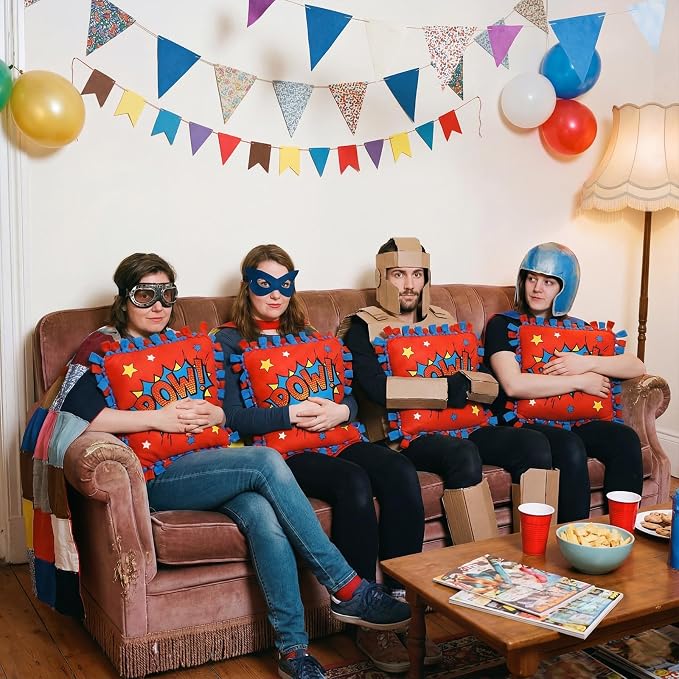 Chunful 6 Sets Hero Themed Tied Pillow Craft Kit DIY Wow POW Boom Comic Hero - Image 4