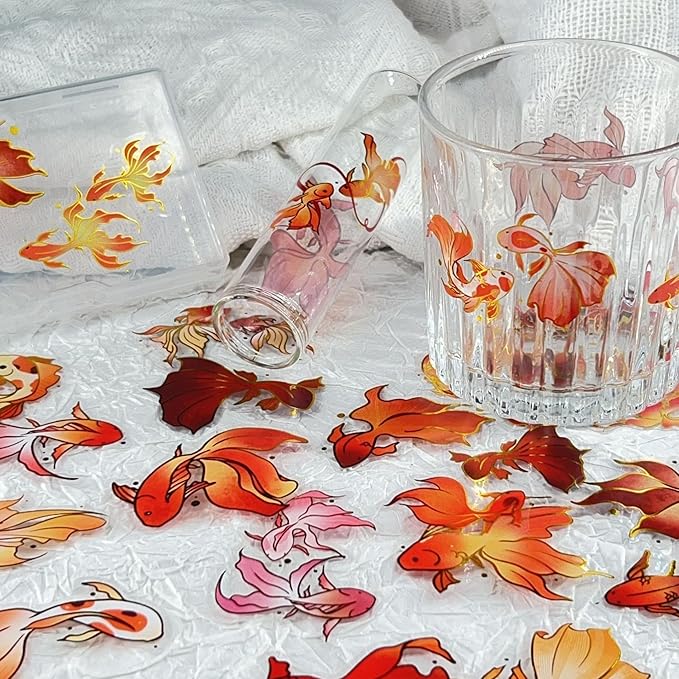 50Pcs Gold Fish Stickers for Scrapbooking Journaling Junk Journal Scrapbook - Image 6