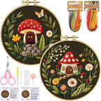 ERKOON Embroidery Kit for Beginners, 2 Set Flower Cross Stitch Set Include by ERKOON