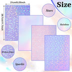 Nezyo 60 Sheet Holographic Laminate Sheet Clear Glitter A4 Size Vinyl Sticker - Image 2