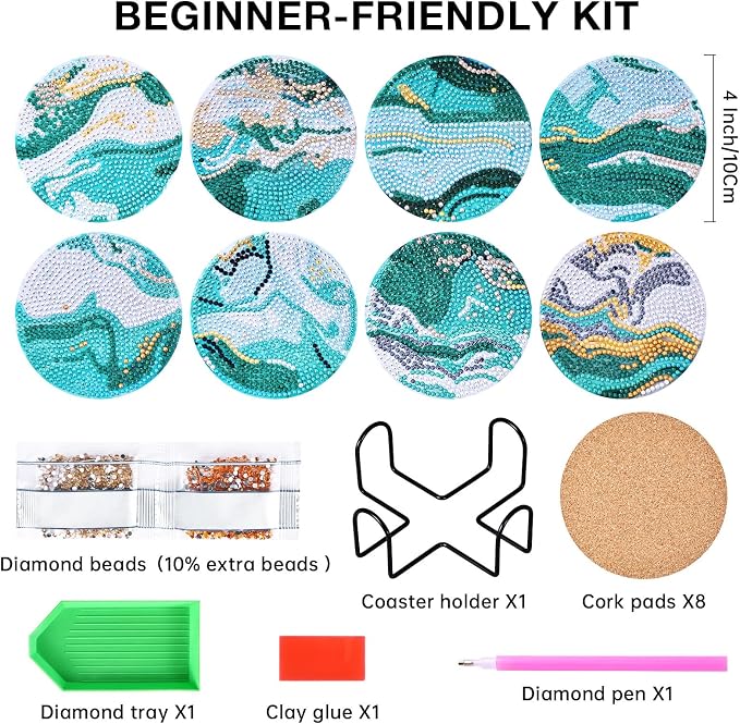 Ocean Diamond Art Painting Coasters Kit - Image 2